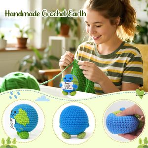 Muñeco de Tierra Tejido a Crochet DAMAI, Peluche de Planeta con Bloques de Color Azul y Verde, Regalo de Cumpleaños, Adorno de Escritorio, Juguete de Globo Terráqueo Tejido - Product Image 5