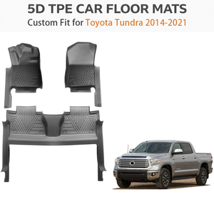 พรมปูพื้นรถยนต์ TPE แบบสั่งทำพิเศษสำหรับ Toyota Tundra พวงมาลัยซ้าย ปี 2014-2021 |   แผ่นรองพื้นกันน้ำทุกสภาพอากาศ ชุดเต็ม ของแท้จากโรงงาน - Product Image 2