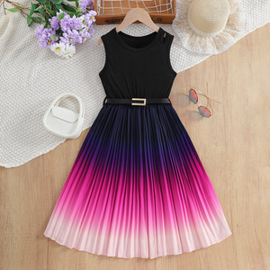 Vestido De Princesa Para Niña: Cuello Colgante Y Cinturón Incluido, Ideal Para Verano Y Otoño