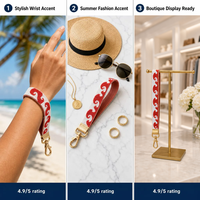 Correa de pulsera con cuentas de semillas - Llavero artesanal con patrón de ondas bohemio y cuentas, con cierre de langosta dorado y pulsera de cuero para mujer