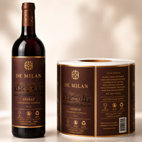 Étiquettes de vin personnalisées de luxe en papier texturé avec logo imprimé et dorure à chaud en relief pour bouteilles – Fabrication sur mesure