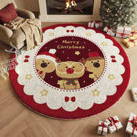 Tapis de Noël en fausse fourrure de cachemire, tapis décoratif de sol circulaire, lavable à la main, pour salon, canapé, table basse, résistant à la saleté