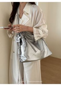 Sac hobo souple pour femme, grande capacité, en cuir PU, sac à bandoulière, sac à main décontracté pour tous les jours - Product Image 5