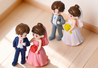 Mini figurine de couple en résine, décoration pour fête de fiançailles, demande en mariage, mariage, douche nuptiale, mariée, marié, cupcake, cadeau romantique