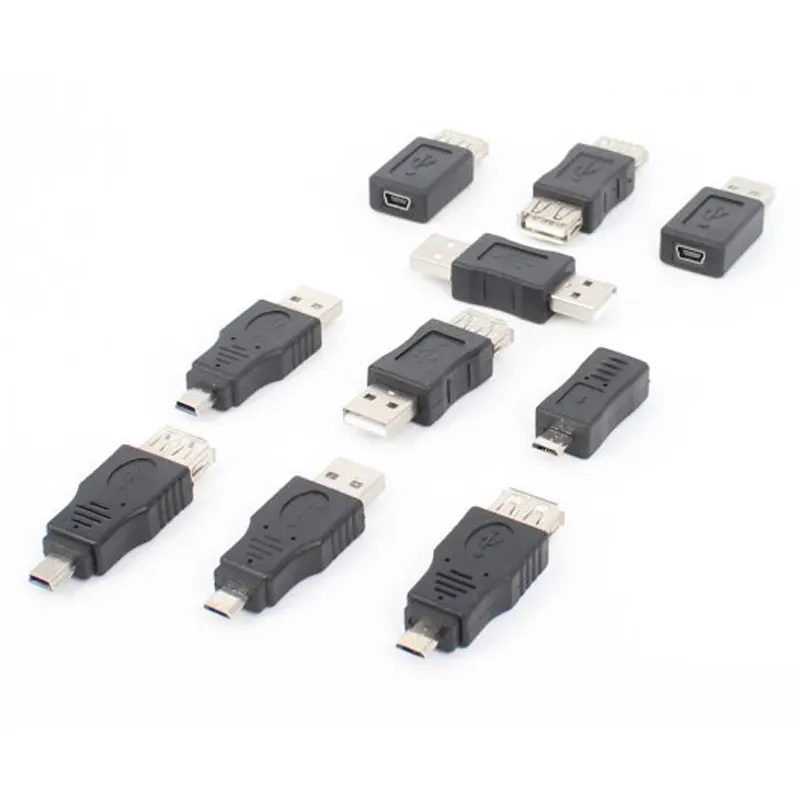 Venta al por mayor Serie USB 2,0 Conector Micro adaptador Mini USB 10 pcs