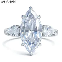 MuShan – bague en argent Sterling 925 pour femmes, bijoux de luxe, 5ct, 8x16mm, couleur D, diamant Moissanite, bague pour femmes, bijoux fins brevetés MST