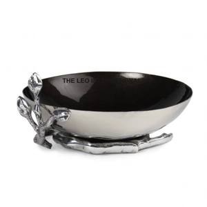 ชามอลูมิเนียมโลหะรูปใบไม้สีน้ำตาลทองที่สวยงามชามถั่วสไตล์แฟนซีเสิร์ฟขนมผลไม้แห้งตกแต่งบ้าน - Product Image 5