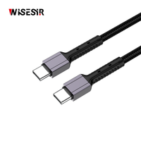 Câble WISESIR PD 60W USB 3.0 3A à charge rapide en alliage d'aluminium Type-C vers Type-C, prend en charge le transfert audio/vidéo pour ordinateur portable et écouteurs