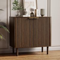 Buffet de rangement en noyer, meuble d'appoint moderne cannelé avec portes, console de bar à café pour salon