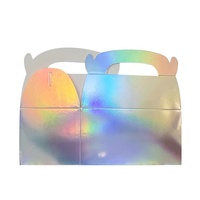 Pliable portable design écologique thème fête cadeau collation artisanat chocolat carton emballage arc-en-ciel carré argent boîte à bonbons