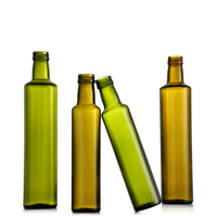 Bouteilles en verre d'huile d'olive Dorica en gros 250ml/500ml/750ml/1L carrées vertes et ambrées transparentes pour huile de cuisson