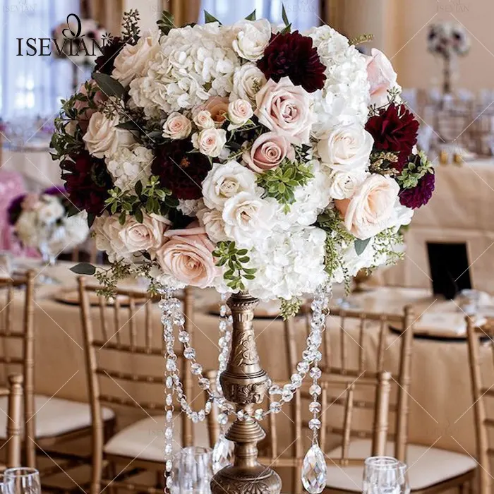 ISEVIAN-centro de mesa acrílico para mesa de boda, decoración con flores