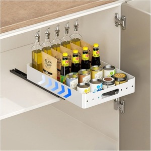Penyimpanan rumah kabinet tarik pengatur 16.9 \ "D putih dapur kamar mandi dapur 11.8" W rak geser tetap perekat laci penyimpanan - Product Image 1