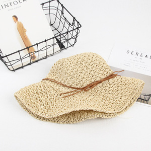 Floppy <b>Straw</b> <b>Hat</b> Raffia <b>Straw</b> Wide Brim Beach Sun Protection Female Adult Summer Outdoor Wear - Product Image 4
