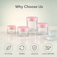 ISMAN 5ml 15ml 60ml Tutup Mutiara Pink Wadah Krim Wajah Kosong Bulat Pelembab Perawatan Kulit Wadah Kosmetik Plastik PS Logo Kustom