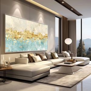 Arte Mural Vertical 3D, Pintura Abstracta Grande en Amarillo y Azul sobre Lienzo, Arte Mural Pintado a Mano para Decoración Moderna del Hogar y Galería - Product Image 6