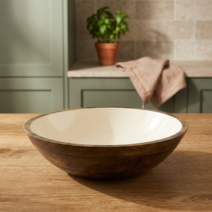Bol de service en bois fait main au design minimaliste pour la présentation des aliments à la maison - Product Image 2