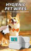 Lingettes antibactériennes écologiques modernes pour animaux de compagnie (chats et chiens) - Lingettes humides nettoyantes pour les taches de larmes, désodorisantes pour les pattes et le derrière