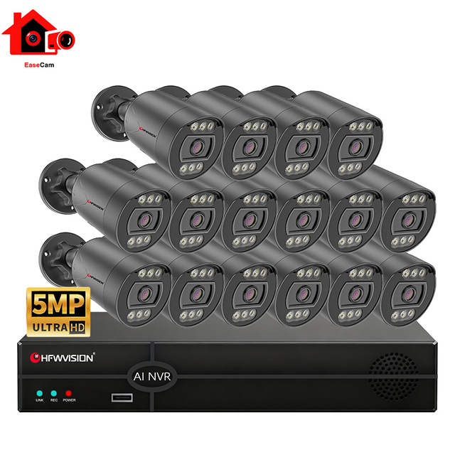 5MP Poe IP Camera 25FPS 16ch 8CH 4ch Nvr Network Video Record Color Night Vision Waterproof Outdoor Cctv Security Camera System