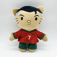 Fabricant chinois de peluches personnalisées pour enfants, mascotte de football en peluche douce, numéro 7, maillot rouge, pantalon vert, cadeau pour enfants