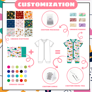 MOQ 1 Uds ropa de dormir de manga corta para bebé mameluco recién nacido verano dormir Zippy pijamas infantiles 95% Bammbo 5% Spandex Baby Shorties - Product Image 4