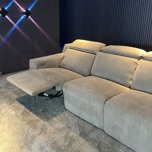 Tela 4 asientos de cine en casa sofá de teatro gris suave reclinable muebles de sala de estar eléctricos sofás reclinables asientos de teatro - Product Image 2