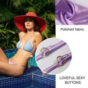 Slip bikini da <span class=keywords><strong>donna</strong></span> in raso morbido, sexy ed elegante, modello triangolare personalizzato, in tessuto lucido, confortevole, per costumi da bagno estivi - Product Image 3