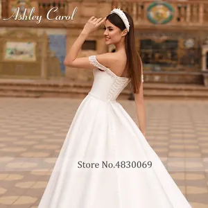 Ashley Carol <span class=keywords><strong>abito</strong></span> <span class=keywords><strong>da</strong></span> <span class=keywords><strong>sposa</strong></span> Delicate <span class=keywords><strong>tasche</strong></span> a cuore con perline dalle spalle abiti <span class=keywords><strong>da</strong></span> <span class=keywords><strong>sposa</strong></span> in raso Vestidos De Novia - Product Image 5