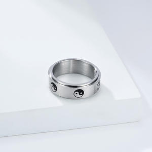 Chinese Style Yin Yang Rotating <b>Ring</b> For <b>Men</b> <b>Titanium</b> Steel Index Finger <b>Ring</b> Gold Black Silver Color Gift Jewelry - Product Image 4
