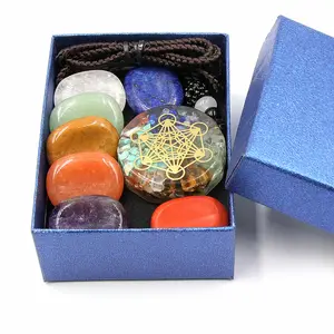 wholesale all kinds of seven 7 chakra healing crystals set box worry tubmled stone piont crystal quartz yoga gift set box