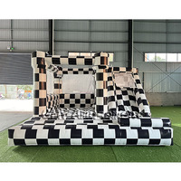 Château gonflable blanc en PVC de qualité commerciale maison de rebond équipement de location de fête videur gonflable avec toboggan et fosse à balles