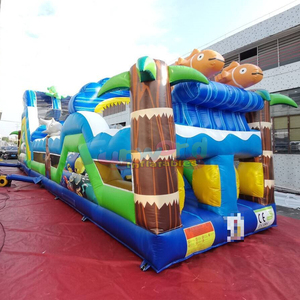 Pista de obstáculos inflable para el océano, castillo inflable grande para niños, combo de castillo inflable con tobogán en venta - Product Image 4