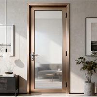 Puerta Abatible de Aluminio y Vidrio para Interiores de Viviendas, Estilo Moderno y Minimalista, de Una Sola Hoja, Hermética y de Alta Transmitancia