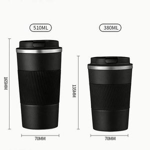 Mug de voyage isotherme réutilisable en acier inoxydable 380ml/510ml, gobelet métallique écologique avec couvercle à vis en PP, anti-fuite, sans BPA, pour le thé - Product Image 1