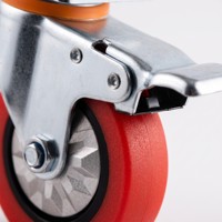 Roue pivotante moyenne en PU avec frein intégral, silencieuse, résistante à l'usure, en polyuréthane, pour chariot industriel et mobilier