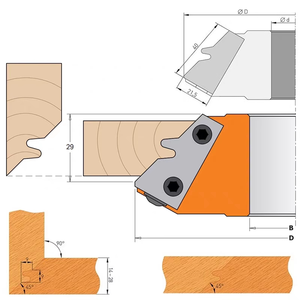 LIVTER Tête de fraisage diamantée indexable PCD personnalisée à 45 degrés pour joint de <span class=keywords><strong>bois</strong></span>, moulures de cadre de meuble et tenons - Product Image 2
