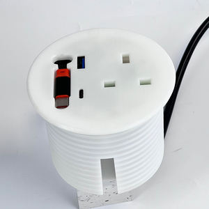 Usine 3 pouces EU Power Round Grommet Socket 1AC Outlet USBA Type-c Canapé <span class=keywords><strong>Table</strong></span> Encastré Câble de charge rétractable Banque d'alimentation - Product Image 3