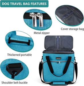 Sac de voyage pour chien, sac de transport pour animaux de compagnie approuvé par les compagnies aériennes avec poches multifonctions, 2 compartiments pour aliments - Product Image 6