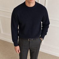 Maßgefertigter OEM ODM Hersteller Herren Übergrößen Rippstrick Pullover Baumwolle-Wolle-Mischung Business Casual Winter Strickwaren