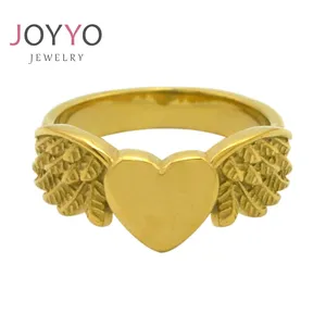 Amour coeur ailes anneau Vintage galvanoplastie anneau de doigt en acier inoxydable de haute qualité anneau de mode vente en gros