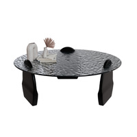 Table à thé multifonctionnelle en verre trempé à effet d'ondulation italienne, combinaison de meubles de salon, mobilier de salon haut de gamme, luxe léger, moderne
