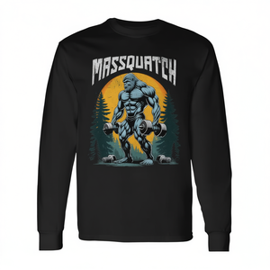 Camiseta de manga larga Massquatch Weightlifting Sasquatch Gym, cuello redondo de algodón para adultos, actividades promocionales para todas las estaciones - Product Image 2