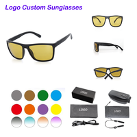 Lunettes de soleil polarisées TAC avec monture carrée en PC, personnalisables en gros, protection UV400, légères, logo personnalisé, unisexe
