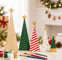 5 pièces, 5 tailles, découpeurs en bois de pin pour sapins de Noël, décorations en forme d'étoile |   Bloc de bois brut non fini, couleur bois naturel rustique, décoration intérieure à peindre