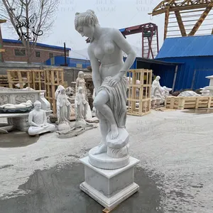 BLVE户外白色石雕性感裸体罗马希腊女士花园雕塑大理石真人大小雕像女人