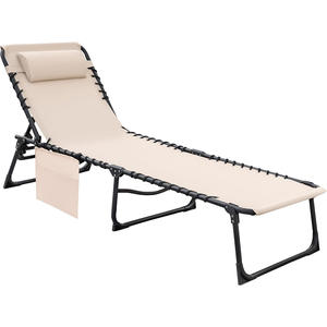 Chaise longue pliable 5 positions réglables, chaise <span class=keywords><strong>de</strong></span> bronzage avec poche latérale, pour <span class=keywords><strong>bain</strong></span> <span class=keywords><strong>de</strong></span> <span class=keywords><strong>soleil</strong></span> en extérieur, piscine, plage, patio, pelouse - Product Image 4