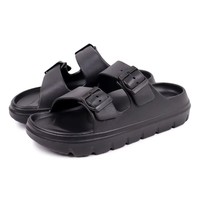 Sandales compensées personnalisées avec logo, style coréen tendance, à bout ouvert, double boucle, semelle épaisse en mousse EVA antidérapante