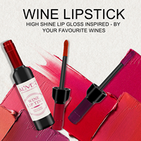 ALIVER Coffret de 6 rouges à lèvres liquides mats véganes, logo personnalisé, teinte à lèvres naturelle coréenne, imperméable, kit de gloss à lèvres magique en forme de bouteille de vin