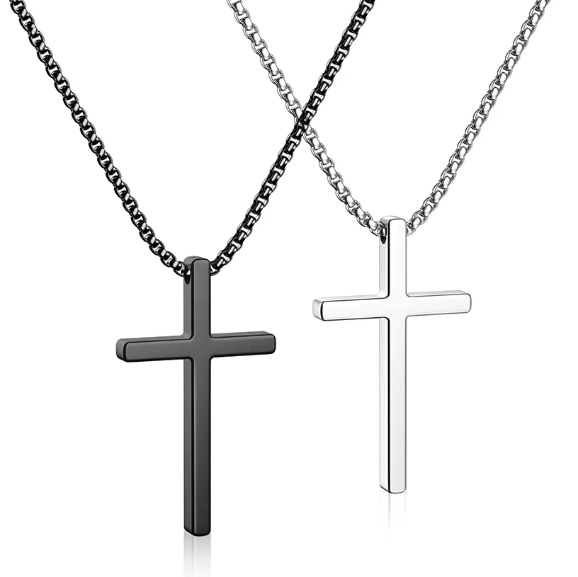 Custom Cross Pendant Wholesale Stainless Steel Plated 925 Sterling Silver Men Fashion Jewelry Necklaces