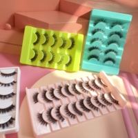 Faux Cils Vison 3D Effet Œil de Chat Volumineux Étiquette Privée, Bandes de Cils Vison Réel Naturels et Épais Effet Œil de Chat en Gros